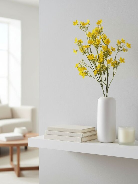 Buttercup Yellow Dogwood Stems Faux Wax Flower Yellow Floral Spring Decor 24 Inc - Picture 7 of 13